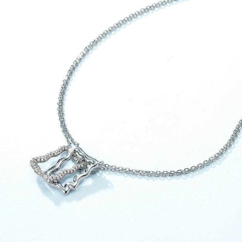 Snow Painting Geometric Snowflake Necklace S925 Sterling Silver