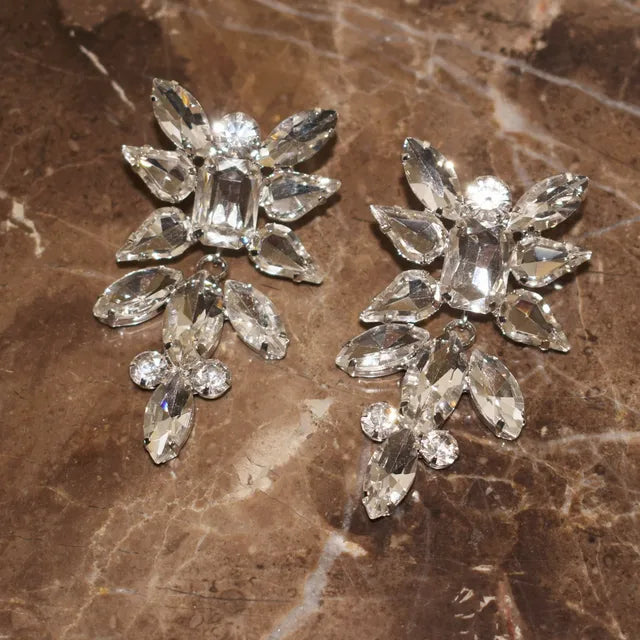 Glass Rhinestone Dangle Earrings