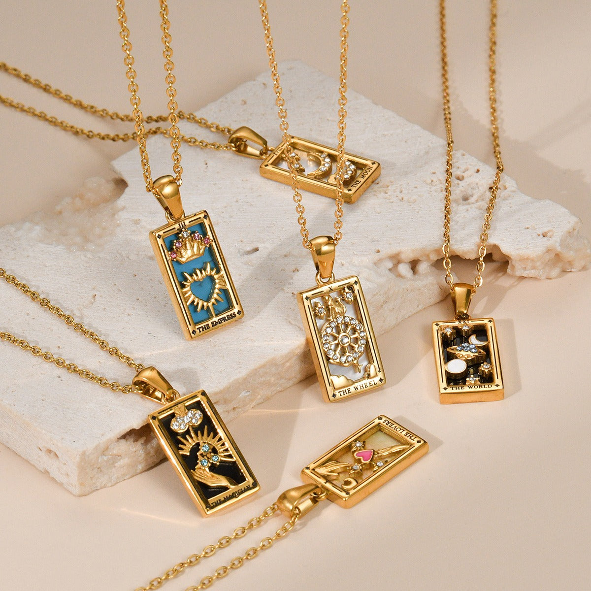 Gold Vintage Tarot Brand Necklace