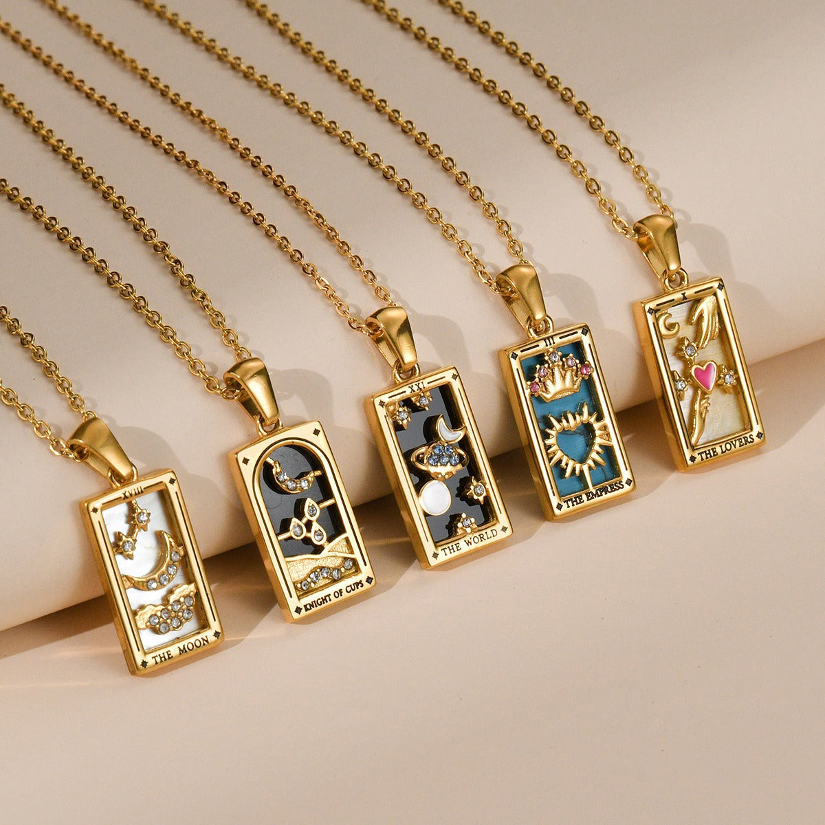 Gold Vintage Tarot Brand Necklace