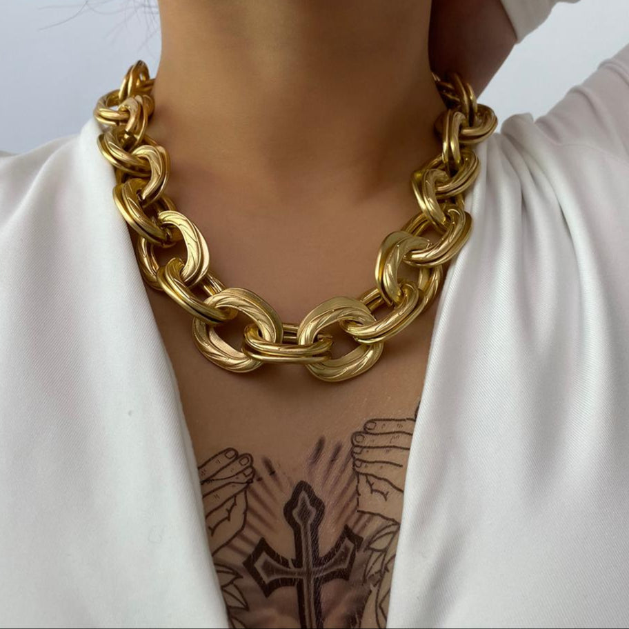 Vintage Chunky Thick Curb Cuban Choker Necklace