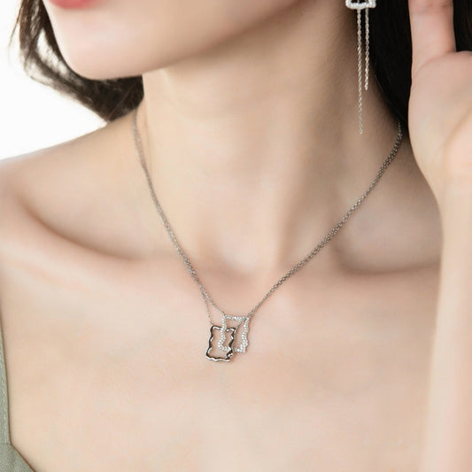 Snow Painting Geometric Snowflake Necklace S925 Sterling Silver