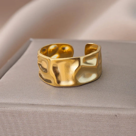 Irregular Geometric Open Rings For Women Gold