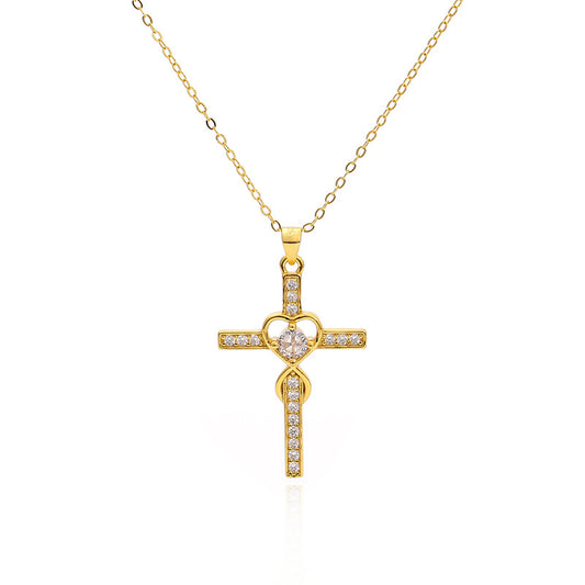 925 sterling silver heart-shaped cross necklace