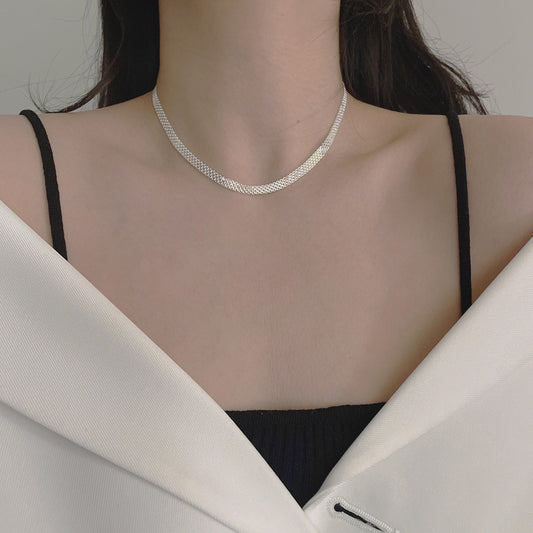 Exquisite Lace Style Short Necklace Chain Pure 925 Sterling Silver Choke