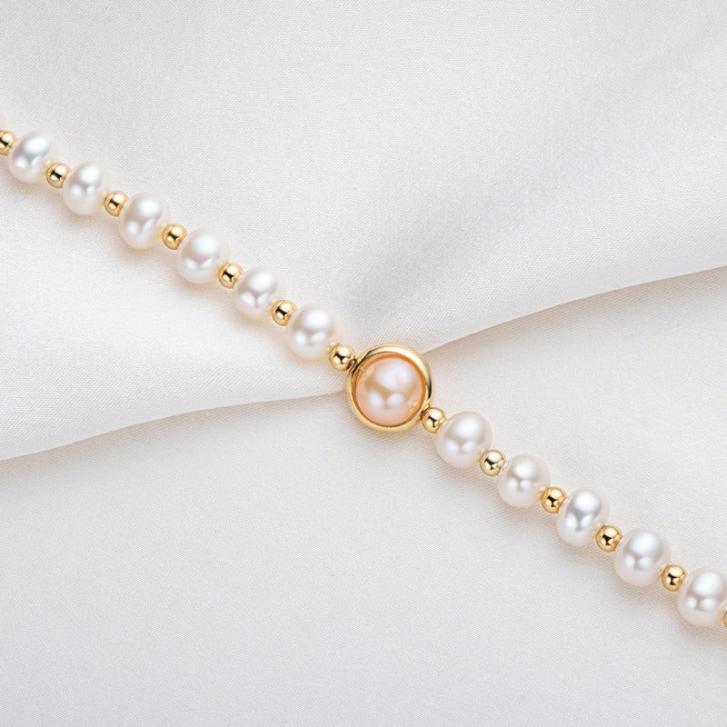 14K Gold Wrapped Pearl Bracelet Natural Freshwater Pearl
