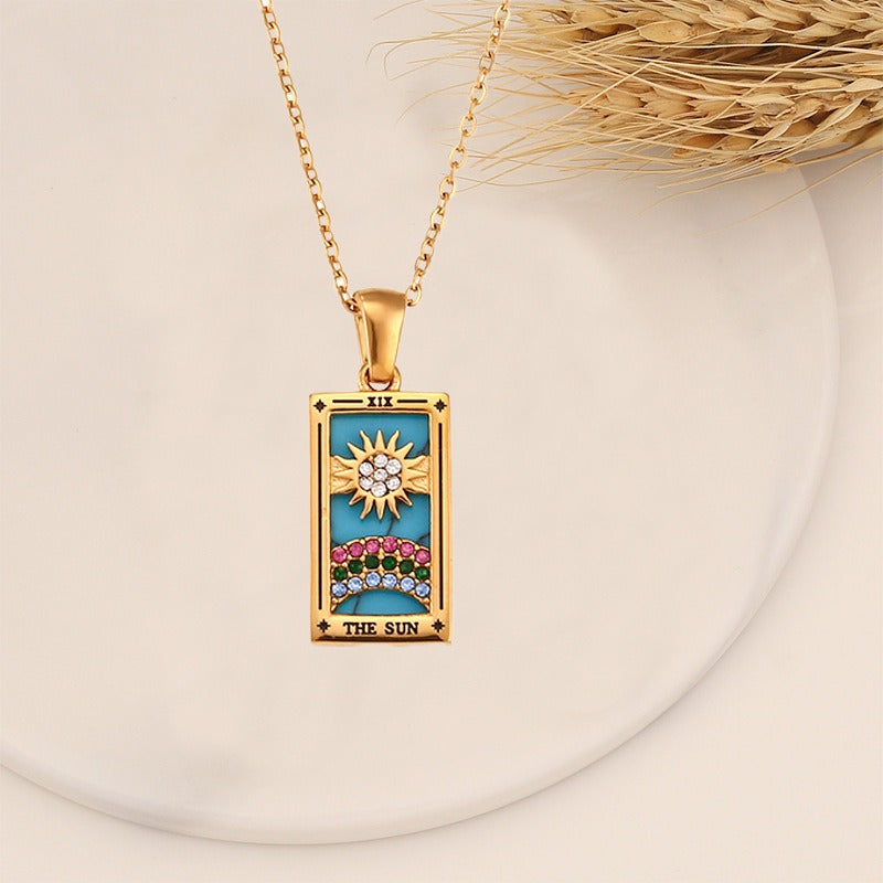 Gold Vintage Tarot Brand Necklace