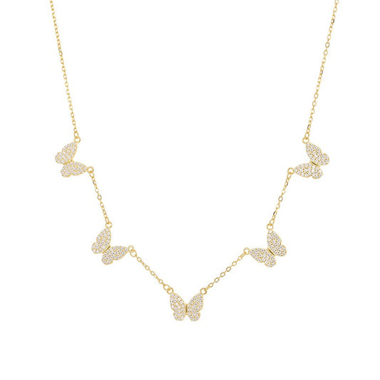 S925 silver personalized butterfly pendant tassel necklace