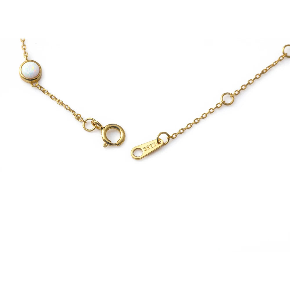925 Sterling Silver Retro Seven Opal Bracelet