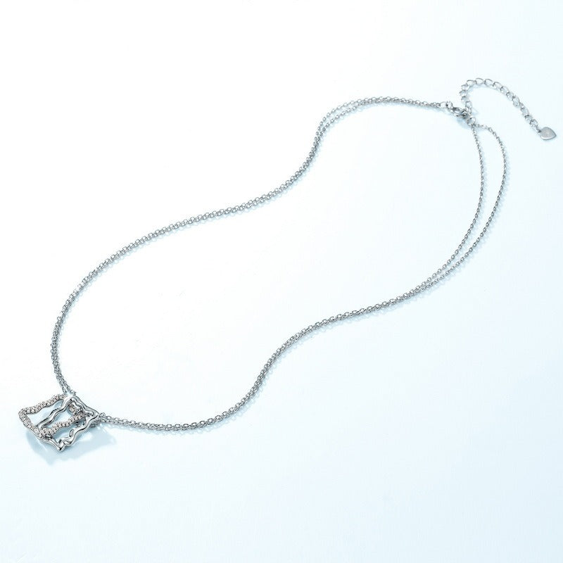 Snow Painting Geometric Snowflake Necklace S925 Sterling Silver