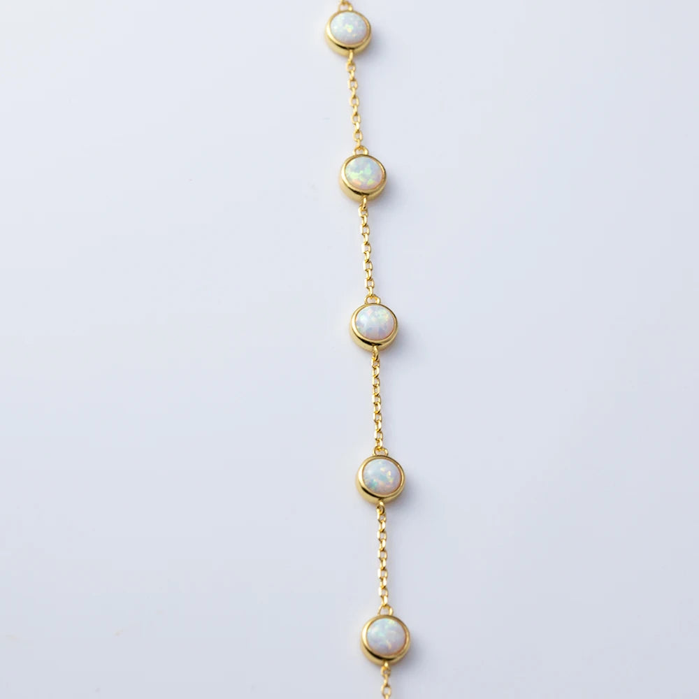 925 Sterling Silver Retro Seven Opal Bracelet