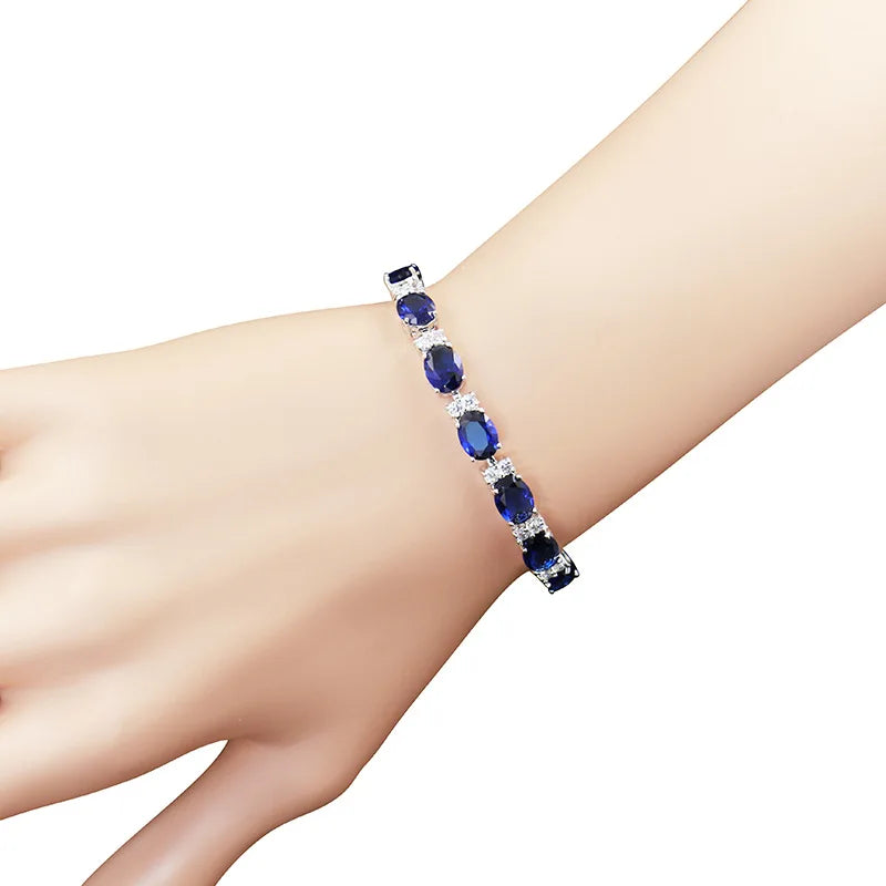Geometry Sapphire Gemstones Bracelet (Silver 925)