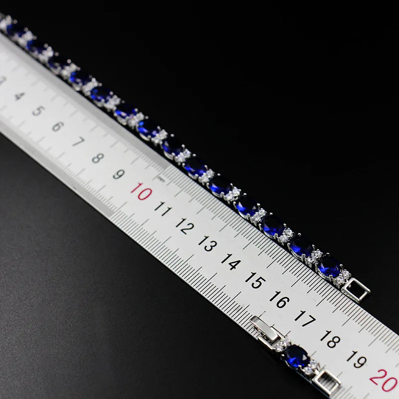 Geometry Sapphire Gemstones Bracelet (Silver 925)